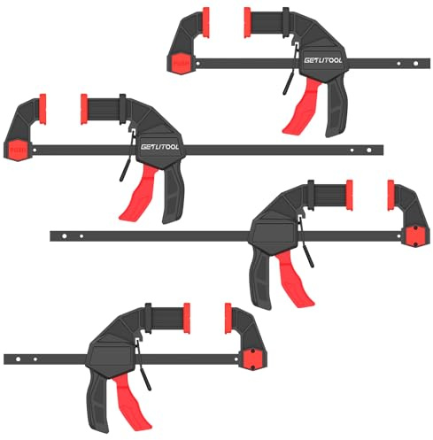 GETLITOOL 4pcs Abrazaderas de Barra 105cm+255cm para Carpintería, Sargentos de Barra Fuerzas de Sujeción Hasta 60 kg Abrazaderas de Madera con par Reparación de Armarios