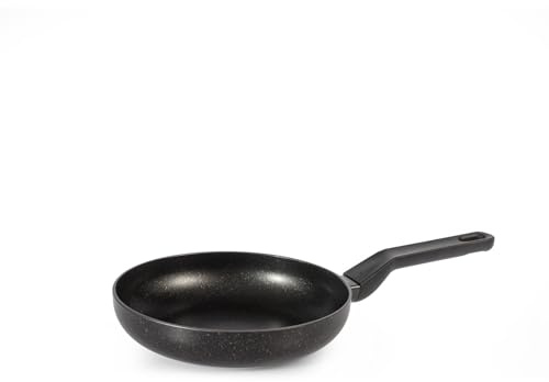 H&H-Quantum, Padella in Alluminio Antiaderente, Diametro 22cm, Compatibile con Induzione, Gas e Piastra Elettrica, Manico in Bakelite, Colore Nero con Spruzzatura Oro