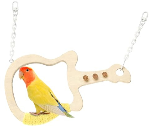 Frfik Papegoja abborre | Interaktiv leksaksstativ för gitarr | naturligt trä sittpinnar fågelgunga, för klättring slipning papegoja Conure Macaw afrikansk grå fink lovebird Cockatoo