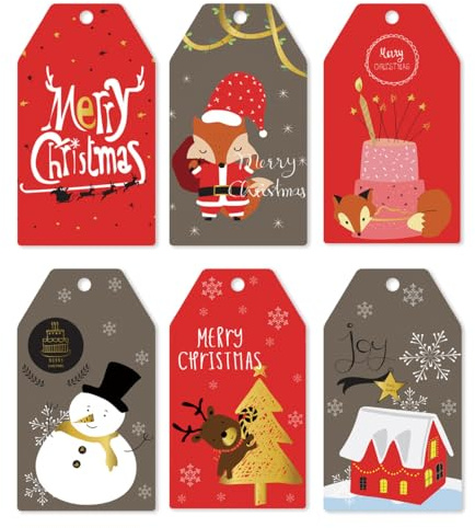 Weihnachten Anhänger, Weihnachten Papier Anhänger, Arten von Geschenkanhängern mit Hanfseil, Weihnachtsbaum Weihnachtsmannanhänger Feiertagsanhänger für Weihnachtsdekoration - 30PCS