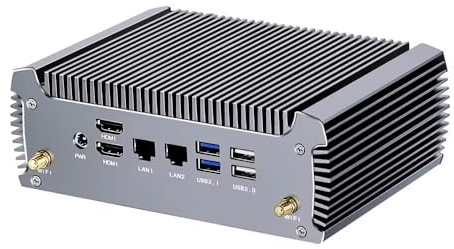 CYMINILMDPC Fanless Ryzen 7 7730U Mini PC - 8K Gaming Computer, Dual LAN Firewall, 2X HDMI 2.0, NVMe SSD, DDR4, WiFi 6, Win11 Pro - Stiller Büro Desktop für Alle Einsatzszenarien