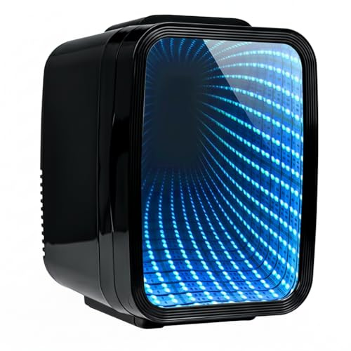 Crystals Mini RJB 4L Mini Fridge, Portable Cooler & Warmer, 6 Can Small Fridge with LED Light Modes, AC/DC Power for Bedroom, Car, Office, Skincare, Drinks, Cosmetics & Travel (Black)