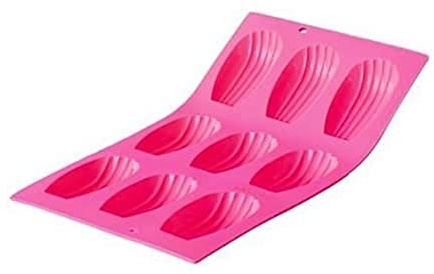 de Buyer Fauchon Moul'Flex 1950.02 Silikon-Backform, für 9 Madeleines, Pink