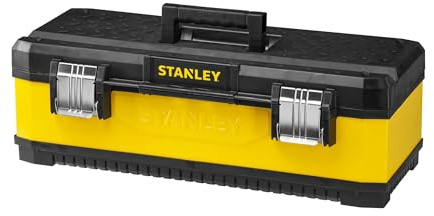 Stanley Werkzeugbox/Werkzeugkoffer 1-95-614 (26“, aus Metall-Kunststoff-Verbund, stark, haltbar und nicht-rostend, mit herausnehmbarer Ablage, robuster Koffer mit Metallschließen, Kunststoffgriff)