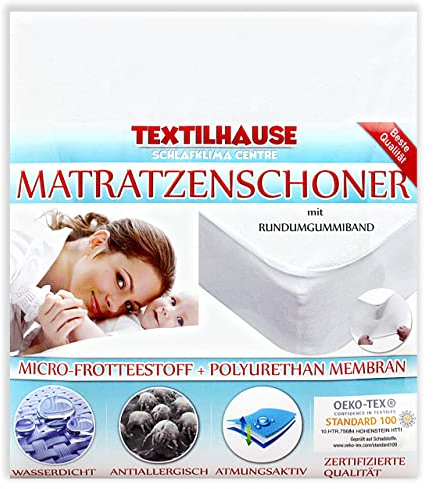 TEXTILHAUSE - Matratzenschoner 80x180 Wasserdichte | mit Rundumgummiband | Matratzenauflage 80 x 180 cm | Atmungsaktive Matratzenbezug 80x180cm | Inkontinenzunterlage | Nässeschutz | Waschbar | PE