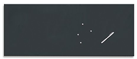 Eurographics MB-BLACK50125 Memo Board, Magnet- und Schreibtafel aus Glas, mit Kalender zur Monatsplanung, inklusive Stift und Magnete, 50 x 125 cm, schwarz