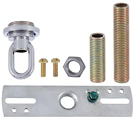 B&P Lamp Screw Collar Ceiling Light Canopy Plate Hardware Kit, Nickel Plated