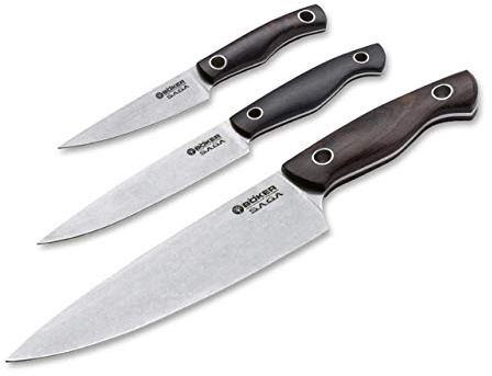 Böker Saga Grenadill Messerset Kochmesser, Holz, Braun, 35 x 15 x 4 cm, 3-Einheiten