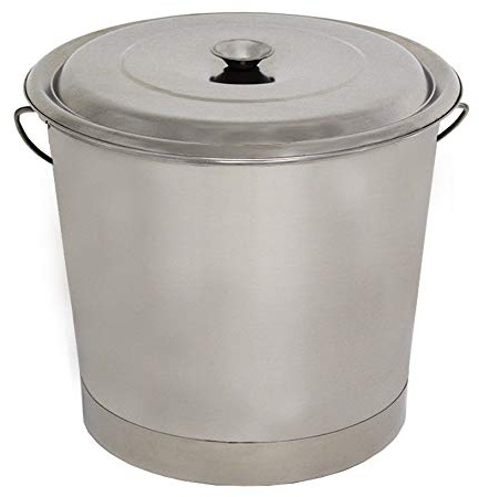 Beeketal 'BEE-20' Edelstahl Eimer mit 24 Liter Gesamtvolumen, poliert aus rostfreiem Edelstahl mit Griff inkl. Deckel, Abmessungen: Höhe 330 mm, Durchmesser oben ca. 360 mm, unten ca. 300 mm