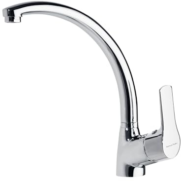 Ramon Soler - Grifo de Cocina Monomando Cromado, Ahorro de Agua, Sistema S2, Diseño Moderno, Serie Titanium, Ideal para Fregadero, Alta Durabilidad, Fácil Instalación