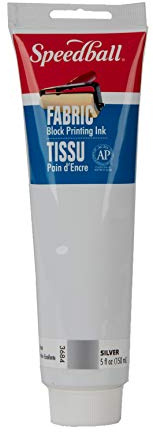 Speedball Inchiostro per stampa a blocchi di tessuto, 150 ml, colore argento metallizzato, non richiede calore, asciugatura al tatto durante la notte