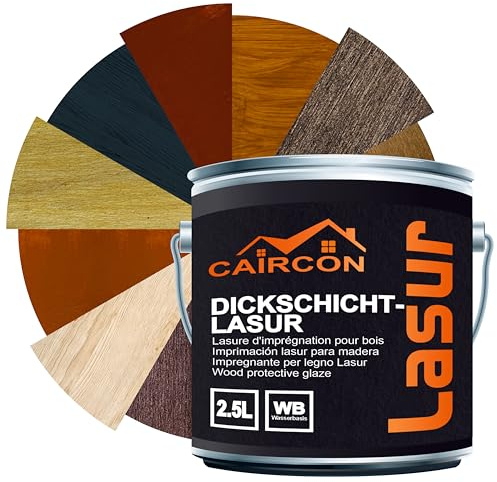 Holzlasur 2in1 Holzschutzlasur Dauerschutzlasur Dickschichtlasur - Eiche Hell 2,5L