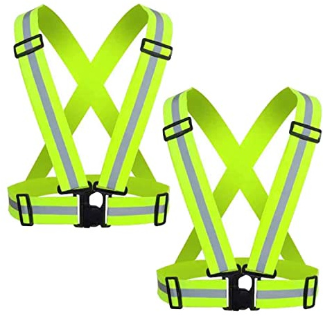 Cezmkio Reflective Safety Vest 2pcs - High Visibility Vest Adjustable Straps for Outdoor Jogging, Cycling, Walking and Riding