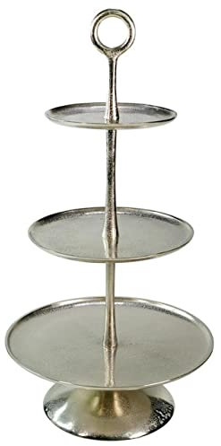 SWEET HOME Alzata Rotonda a 3 piani per dolci e frutta in alluminio anodizzato argento stile Vintage cod.AP11600LU cm 65h diam.38 by Varotto & Co.