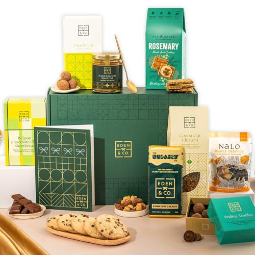Vegan Hamper with Truffles & Hot Chocolate Set, Gift Hamper Women & Men by EDEN & CO