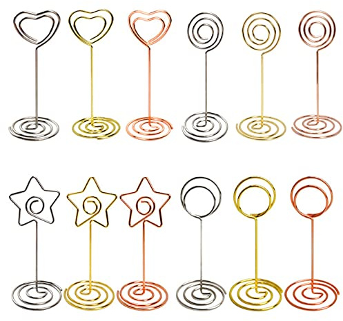 12Pcs Soportes para Tarjetas Con Forma de Corazón, Soporte para Tarjetas Floatdream, Clip para Fotos, Clip para Notas de Fotos, para Notas de Escritorio, Fotos, Tarjetas de Felicitación de Boda