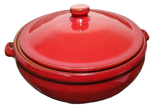 Cazuela DE BARRO ARTESANAL ROJA CON TAPA. Producto de NOVEDAD. HECHO A MANO POR ARTESANOS LOCALES. Envío gratis. (25CM)