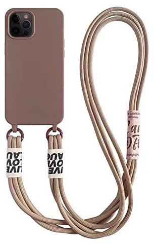 Emlivi Handykette Hülle für iPhone 13 Pro Max Necklace Handyhülle Nylon Schultergurt Liquid Silikon Cover mit Kordel zum Umhängen Schutzhülle mit Stylische Band Case für iPhone 13 Pro Max, Milchtee