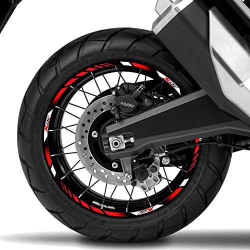 URYYRIT Adesivo per Ruota Moto, per Honda X-ADV 750 350 Decalcomania Decorazione Banda del Cerchio, Accessori per Il Retrofit del Nastro del Mozzo Impermeabile,Red