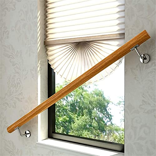 URBERY Treppengeländer-Handläufe für Treppen, rutschfeste runde Geländerschiene aus Holz, mit Wandhalterungen, Buchen-Sicherheits-Handlauf-Kit, Indoor-Loft, ältere Geländer, Korridor-Stützstange
