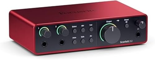 Focusrite Scarlett 2i2 4th Gen USB Audio Interface for Recording, Songwriting, Streaming and Podcasting — High-Fidelity, Studio Quality Recording, and All the Software You Need to Record