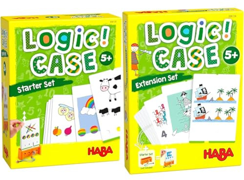 HABA Logic! CASE Starter Set 5+, Logikspiel für Kinder ab 4 Jahren, Reisespiel, 306118 306124 - LogiCase Extension Set – Piraten, Mitbringspiel ab 5 Jahren, Bunt