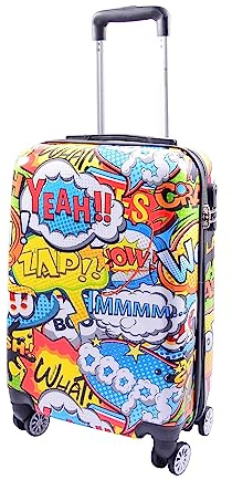 A1 Fashion Goods Reisegepäck mit Comic-Druck, Hartschale, 4 Räder, 50,8 cm, leichte Reisetasche, Mehrfarbig, Small Cabin Size