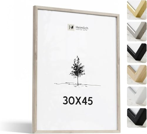 Heimlich Fotorahmen aus massivem Eichenholz – 30 x 45 cm | Heimlich® – Robuste Kleine Posterrahmen Aus Holz – Nur Wandhalterung