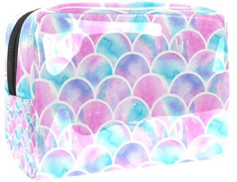Rosa Meerjungfrau Fischschuppen Schminkpinsel Beauty Bag Organizer Kosmetiktasche