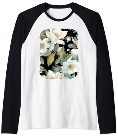 Hellebore Flower Bouquet Plant Lover Floral Pattern Design Manche Raglan