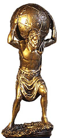 PacuM Estatuas de Dios Griego decoración del hogar, esculturas de Atlas con contenedor de Globo, Figuras de titán Hércules Romano para Escritorio astronomía Adornos de Oficina Bronce 27,5x11x11cm