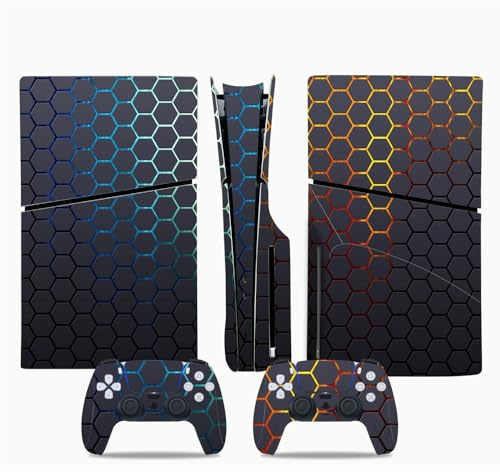 Consola y Controlador Accesorios Cubierta Skins para Sony PS5 Slim Disc Edition,Fibra de Carbono Cubierta Protectora Vinilo Pegatina Calcomanías para Playstation 5 Slim (0037)