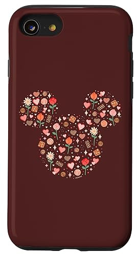 Hülle für iPhone SE (2020) / 7 / 8 Disney Mickey Mouse Icon Fill mit Pralinen, Blumen, Herzen, Liebe