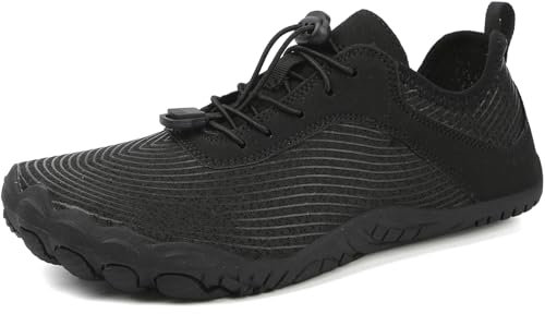 RUOMU Badeschuhe Herren Damen Wasserschuhe Schnell Trocknend Schwimmschuhe Barfußschuhe rutschfeste Leicht Aquaschuhe Strandschuhe fur Männer Frauen,Schwarz 38 EU