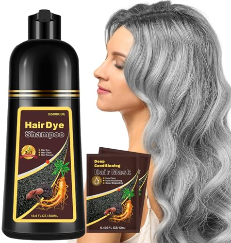 Onilyua Silver Hair Dye, Instant Hair Dye Shampoo 3 in 1, Hair Color Dye for Men Women, Easy to Use, Shampoo Para Canas Long Lasting Effect for All Hair Types 16.9 Fl Oz (Silver Gray)