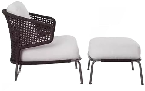 KPHYMOD Gartenmöbel Set 2-teiliges Gartenmöbel-Sofa-Set Für Die Terrasse, Braune Gartenstühle Mit Fußhocker Und Kissen, Für Garten, Pool, Hinterhof, Veranda