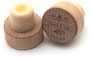 Weinkorken aus Holz personalisiert | individuell, graviert, Gravur | Weinflasche Korken Verschluss | Hochzeit, Geschenk, Mitbringsel, Deko, Box