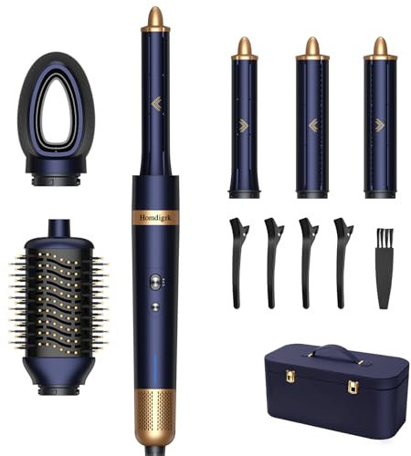 6-in-1 Airstyler, Hairstyler mit Auto-Wrap-Lockenstab und Föhnbürste, Ionen-Haartrockner zum Stylen, Volumengeben, Locken und Glätten, keine Hitzeschäden | mit Reiseetui für unterwegs und zu Hause
