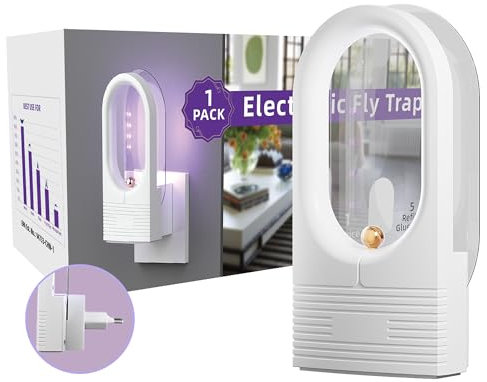 MOSKILLTO Mata Mosquitos Eléctrico, Lámpara Antimosquitos Interior, Enchufe Antimosquitos de Luz Pegajoso, Trampa atrapamosquitos, Repelente para Mosquitos, Polillas y demás Insectos Voladores