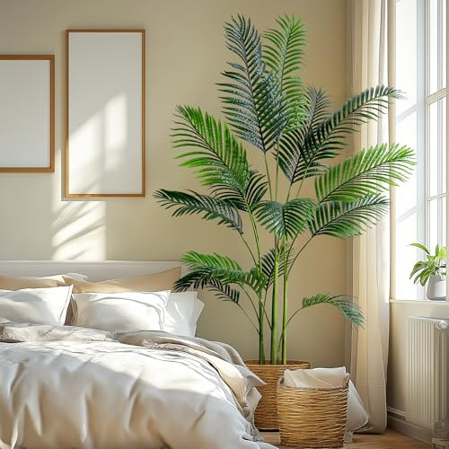 Erimda Pianta di palma artificiale, realistica, 1,8 m, palma Areca artificiale, alta pianta in vaso, in finta seta, grandi piante artificiali per interni, casa, soggiorno, decorazione ad angolo