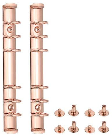 PATIKIL A6 6-Loch Ringbuchmechanismen, 2er-Set Ringbuchrücken-Ersatz für Ringbuchplaner, Roségold
