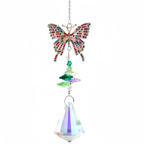WULILONG Atrapasoles colgantes de mariposa de cristal, campanillas de viento, prisma arcoíris, ventana, árbol de Navidad, decoración del hogar Kristalle