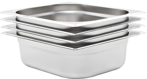 Juroupi Gastronorm GN 1/1 100 mm in Acciaio Inox antiruggine Facile da Pulire, Lavabile in lavastoviglie, Contenitore per Alimenti da Cucina Vassoio per servire Cibo Porta snack-50888