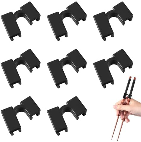 Dianeil Essstäbchen Verwenden Trainer 8 Stück Essstäbchen Helfer Wiederverwendbare Essstäbchen Trainer aus Kunststoff für Erwachsene und Kinder zum Lernen und Trainieren (Schwarz)