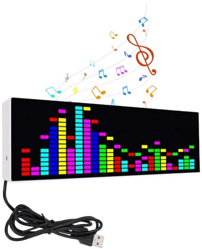 Musik-Spektrum-Anzeige, LED-Musik-Analysator, Audio-Spektrum-Analysator, Rhythmus-Licht-Level-Voice-Sensor-Uhr-Anzeige, RGB bunte Sound-Control-Meter, 12 dynamische & 7 Farbeffekte