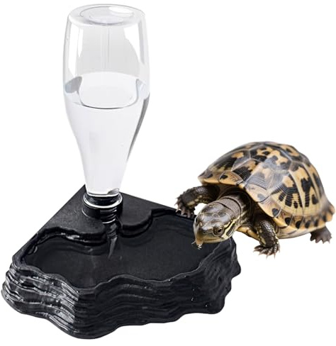 Distributeur d'eau pour Reptile,Abreuvoir Tortue Terrestre Eau Distributeur Portable avec Plat en Abreuvoir,Reptile Fontaine à Boire Automatique,Anti Debordement Plastique Bol Accessoire