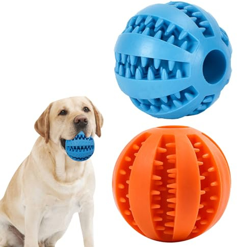 Food Ball for Dogs, Dog Toy Ball, Dog Ball with Dental Care, Snack Ball Dog, Dog Interactive Balls, Rubber Dog Balls, Treat Ball, Chew Toy Intelligence, Snack Ball, Diameter 6 cm, Pack of 2