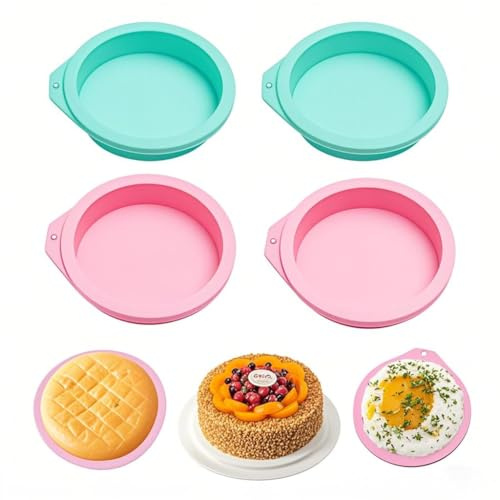 4-Pack Silicone Air Fryer Egg Molds - 4'' Reusable Non-Stick Burger Bun & Muffin Rings | Multi-Use for Fried Eggs, Breakfast Sandwiches