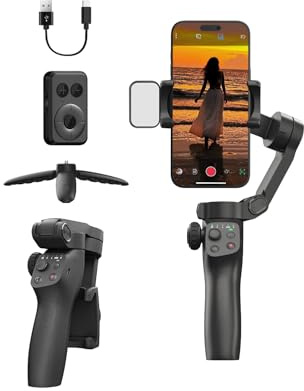 FUNSNAP Gimbal Stabilizer for iPhone, Phone Stabilizer, Portable Foldable 3-Axis Phone Gimbal with Magnetic Fill Light for Android & iPhone 17 16 15 Pro Max, Ideal for Travel Vlogging