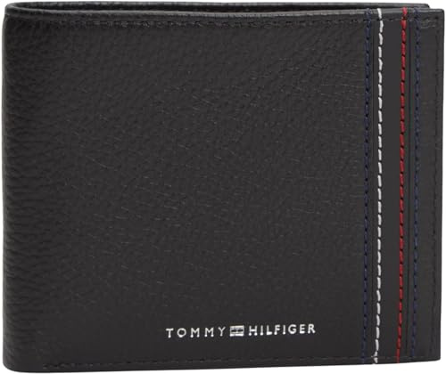 Tommy Hilfiger Th Central CC & Coin AM0AM14233 Portefeuille à Deux Volets pour Homme Noir Taille Unique